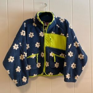Urban Outfitters Blue Cropped Fleece Jacket (large)